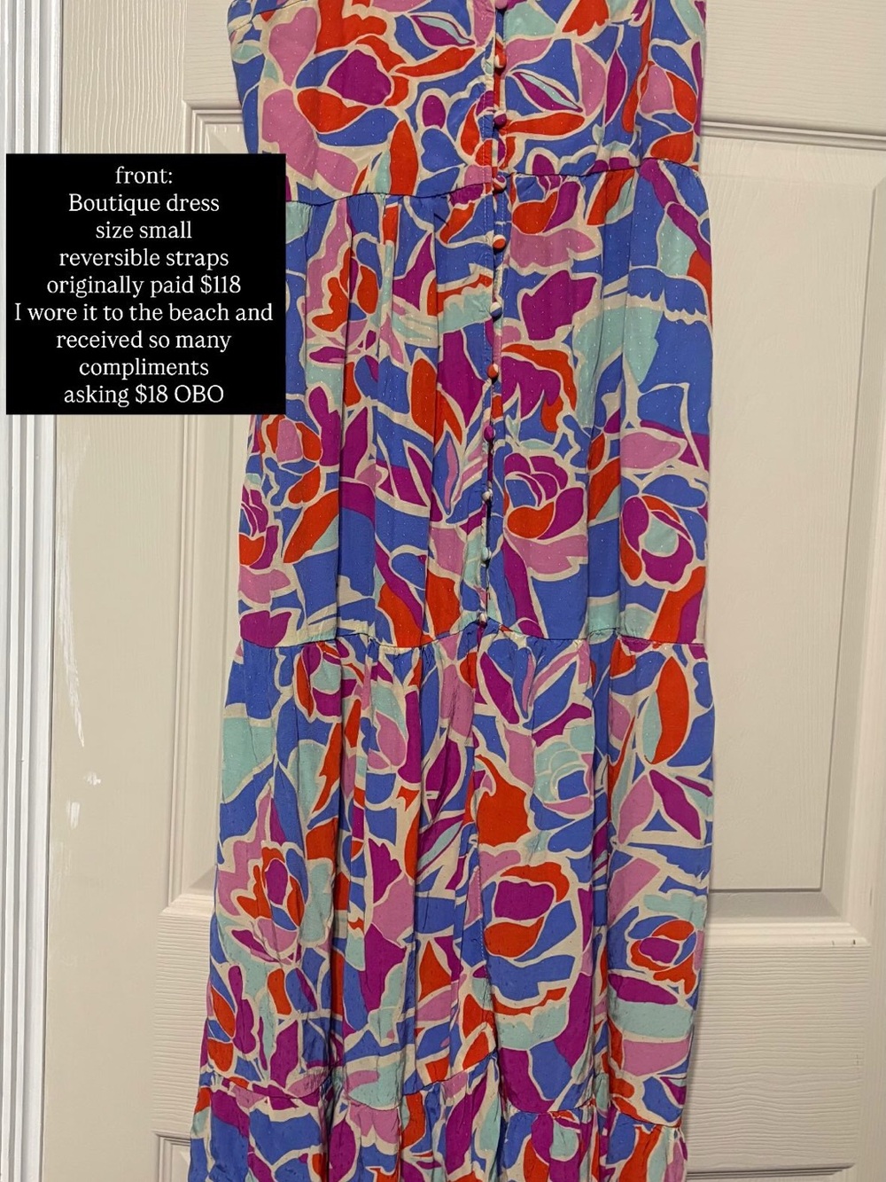 FRNCH Multicolor Floral Tiered Maxi Dress in Blue, Purple & Red